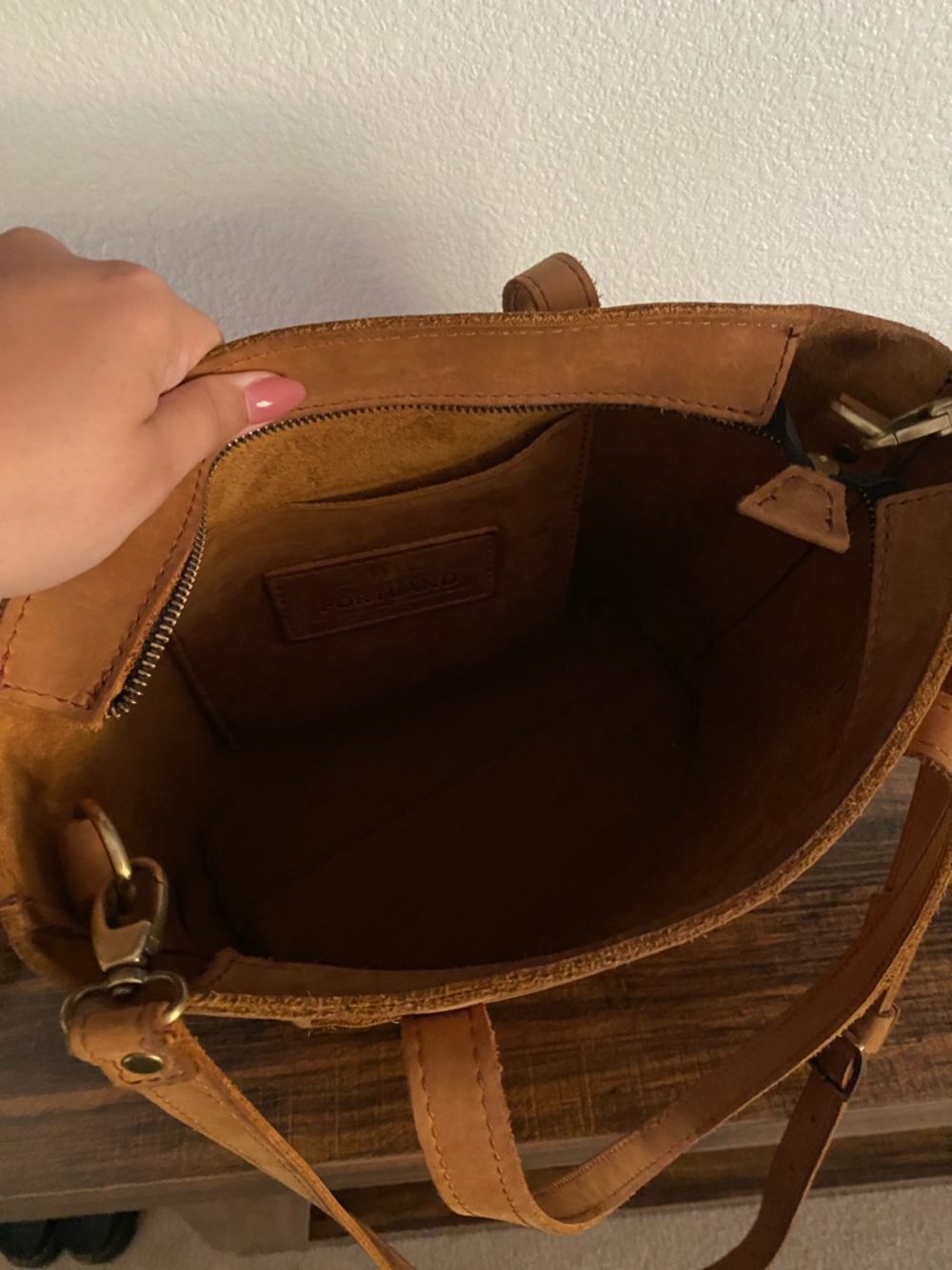 Portland Leather Tan Leather Tote with Shoulder & Crossbody Straps - Picture 5 of 5